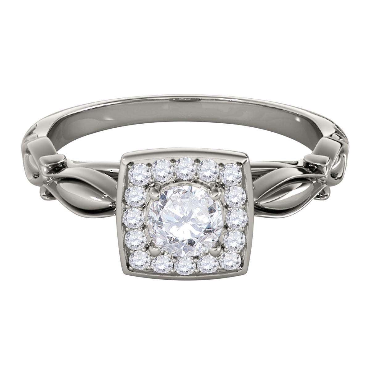 0.50 Carat Halo Diamond Engagement Ring for Women in 14K Solid Rose, White, or Yellow Gold Mauli Jewels
