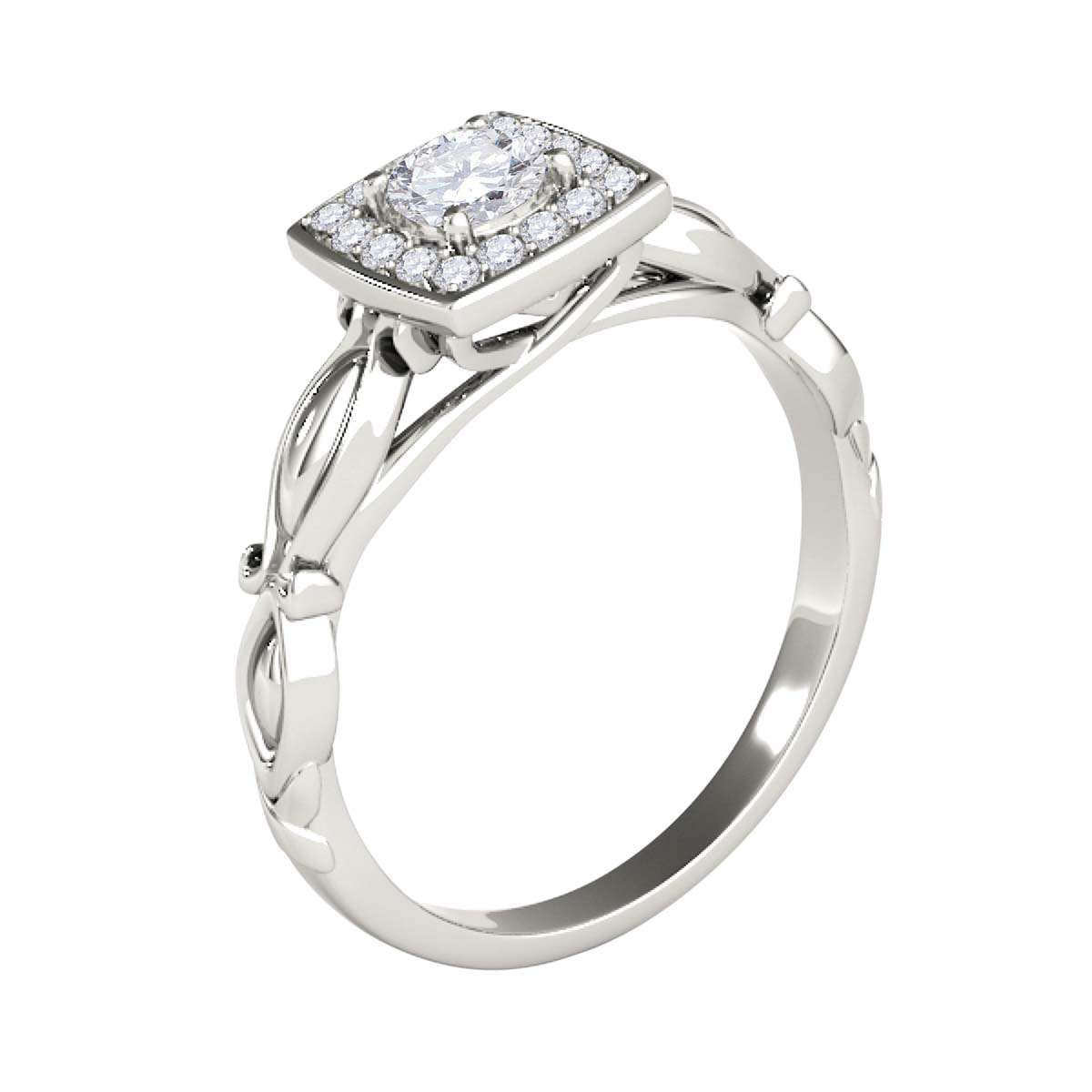 0.50 Carat Halo Diamond Engagement Ring for Women in 14K Solid Rose, White, or Yellow Gold Mauli Jewels
