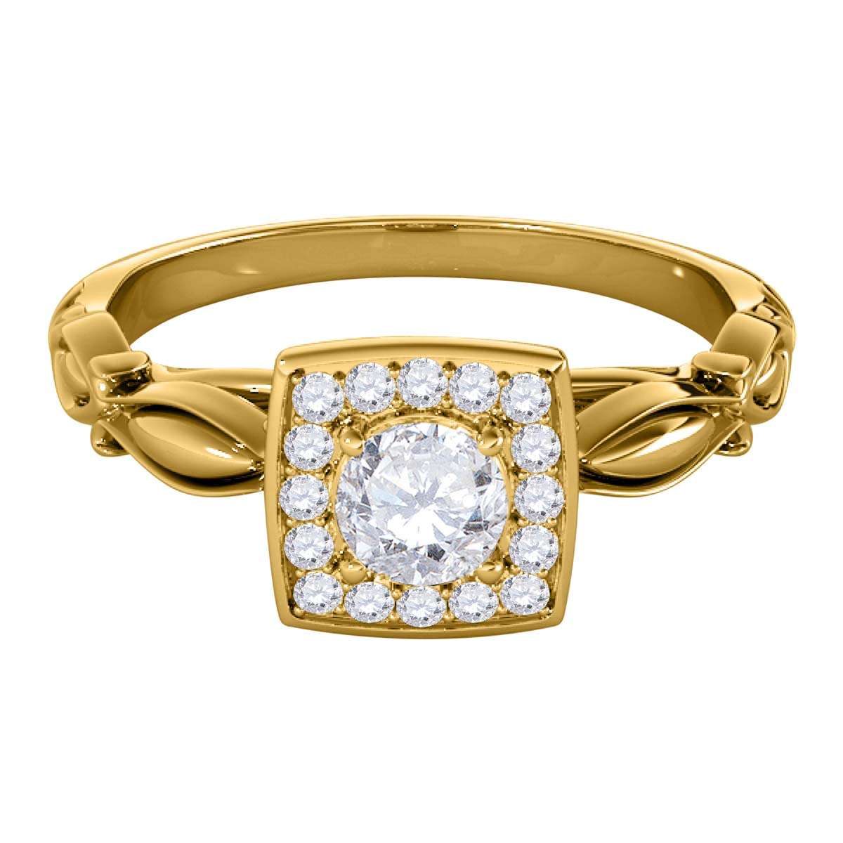 0.50 Carat Halo Diamond Engagement Ring for Women in 14K Solid Rose, White, or Yellow Gold Mauli Jewels