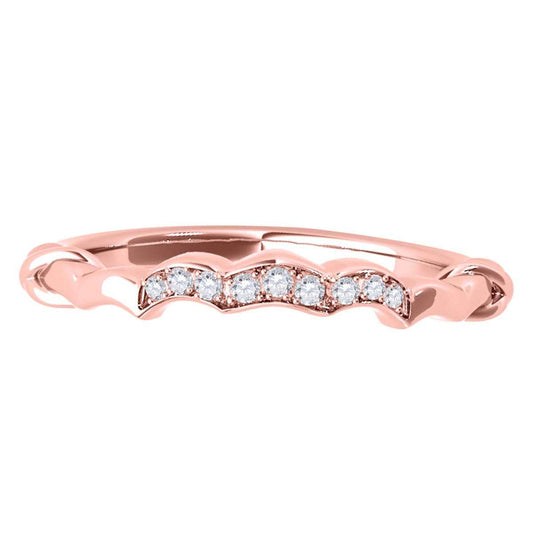 0.05 Carat Brilliant Cut Diamond Antique Curved Wedding Band In 14K Solid Rose White & Yellow Gold Mauli Jewels