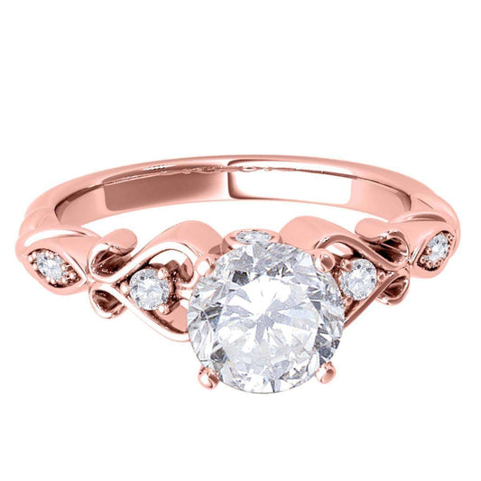 1/2 Carat Brilliant Cut Antique Diamond Engagement Wedding Ring For Women In 14K Rose White & Yellow Gold Mauli Jewels