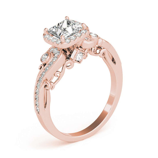 MauliJewels 0.56 Carat Halo Princess and Round Diamond Engagement Wedding Ring for Women in 14K Solid Rose, White & Yellow Gold Mauli Jewels