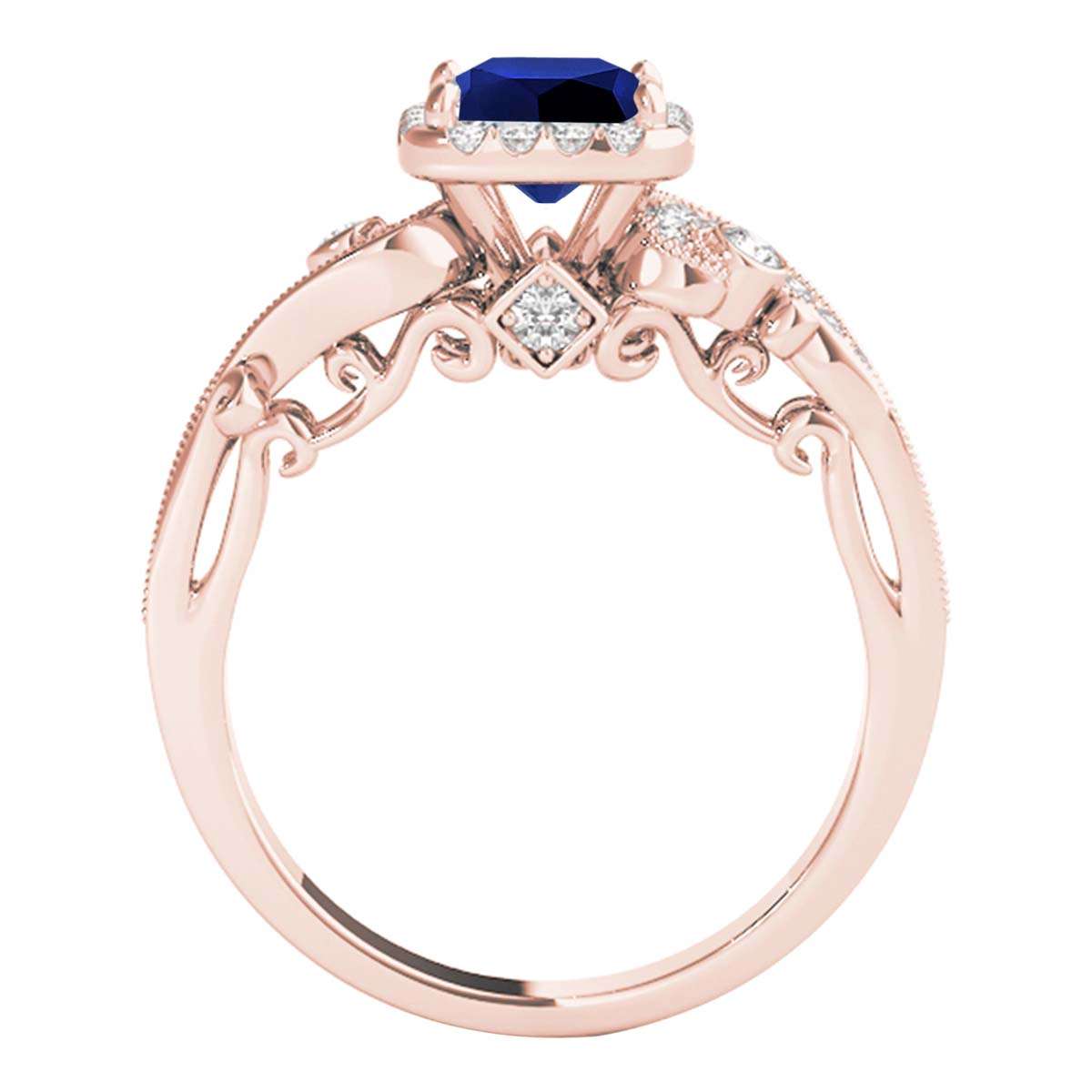 MauliJewels 1.60 Carat Halo Sapphire Princess and Round Diamond Engagement Ring for Women in 18K Solid Rose, White & Yellow Gold Mauli Jewels