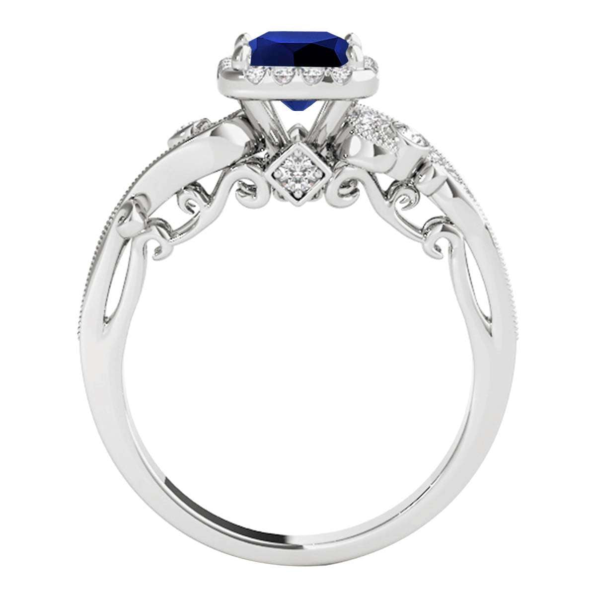 MauliJewels 1.60 Carat Halo Sapphire Princess and Round Diamond Engagement Ring for Women in 18K Solid Rose, White & Yellow Gold Mauli Jewels