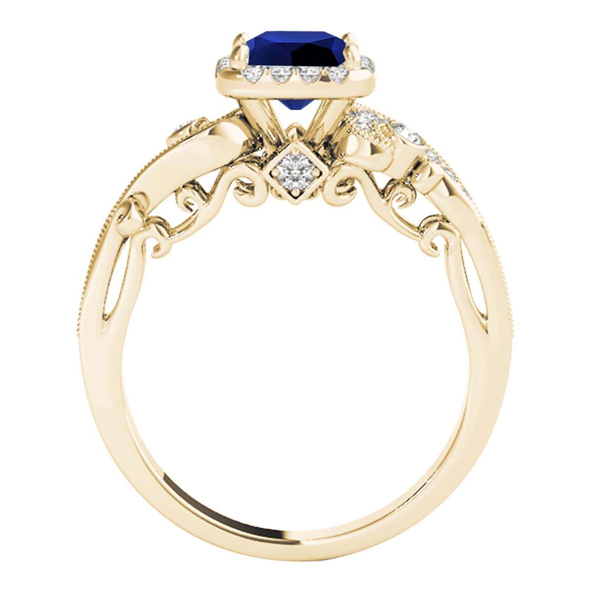 MauliJewels 1.60 Carat Halo Sapphire Princess and Round Diamond Engagement Ring for Women in 18K Solid Rose, White & Yellow Gold Mauli Jewels