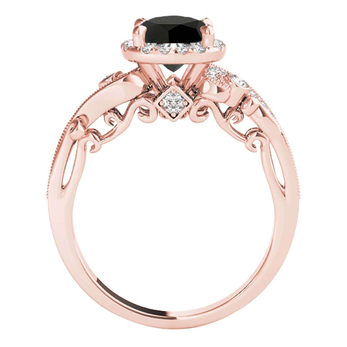 Mauli Jewels 1.50 Carat Princess Cut Black and White Diamond Halo Engagement Ring in 18K Solid Rose, White, and Yellow Gold Mauli Jewels