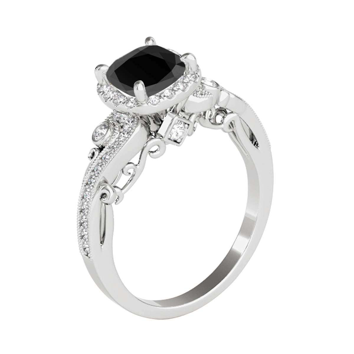 Mauli Jewels 1.50 Carat Princess Cut Black and White Diamond Halo Engagement Ring in 18K Solid Rose, White, and Yellow Gold Mauli Jewels