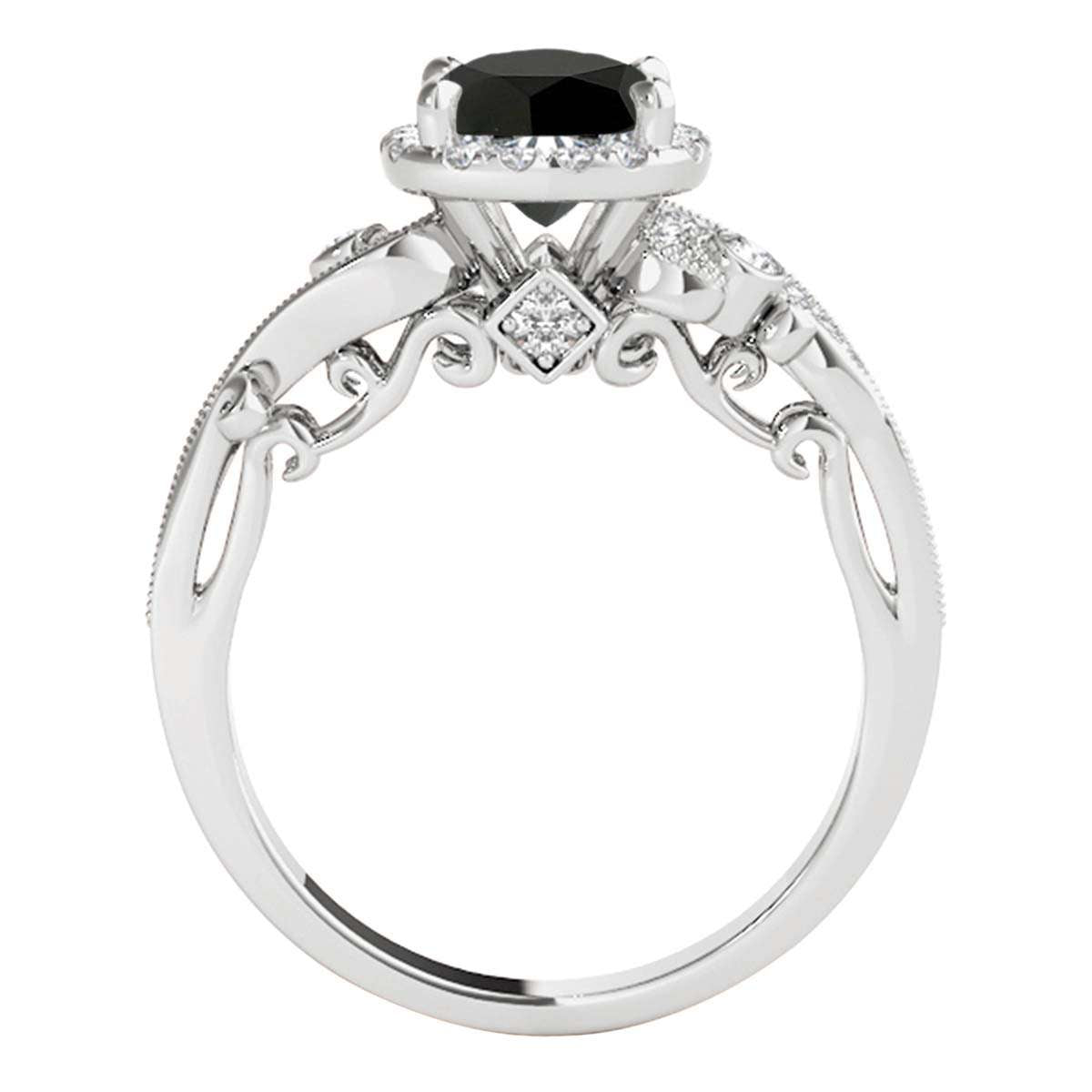 Mauli Jewels 1.50 Carat Princess Cut Black and White Diamond Halo Engagement Ring in 18K Solid Rose, White, and Yellow Gold Mauli Jewels