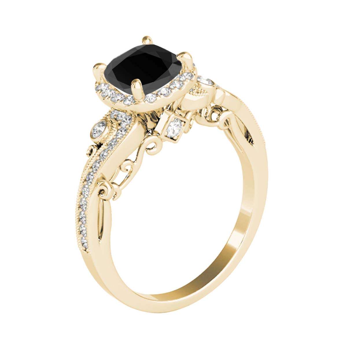 Mauli Jewels 1.50 Carat Princess Cut Black and White Diamond Halo Engagement Ring in 18K Solid Rose, White, and Yellow Gold Mauli Jewels
