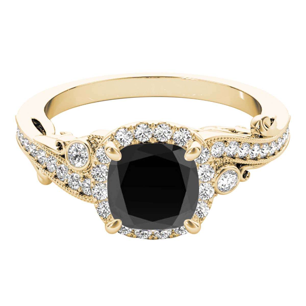 Mauli Jewels 1.50 Carat Princess Cut Black and White Diamond Halo Engagement Ring in 18K Solid Rose, White, and Yellow Gold Mauli Jewels