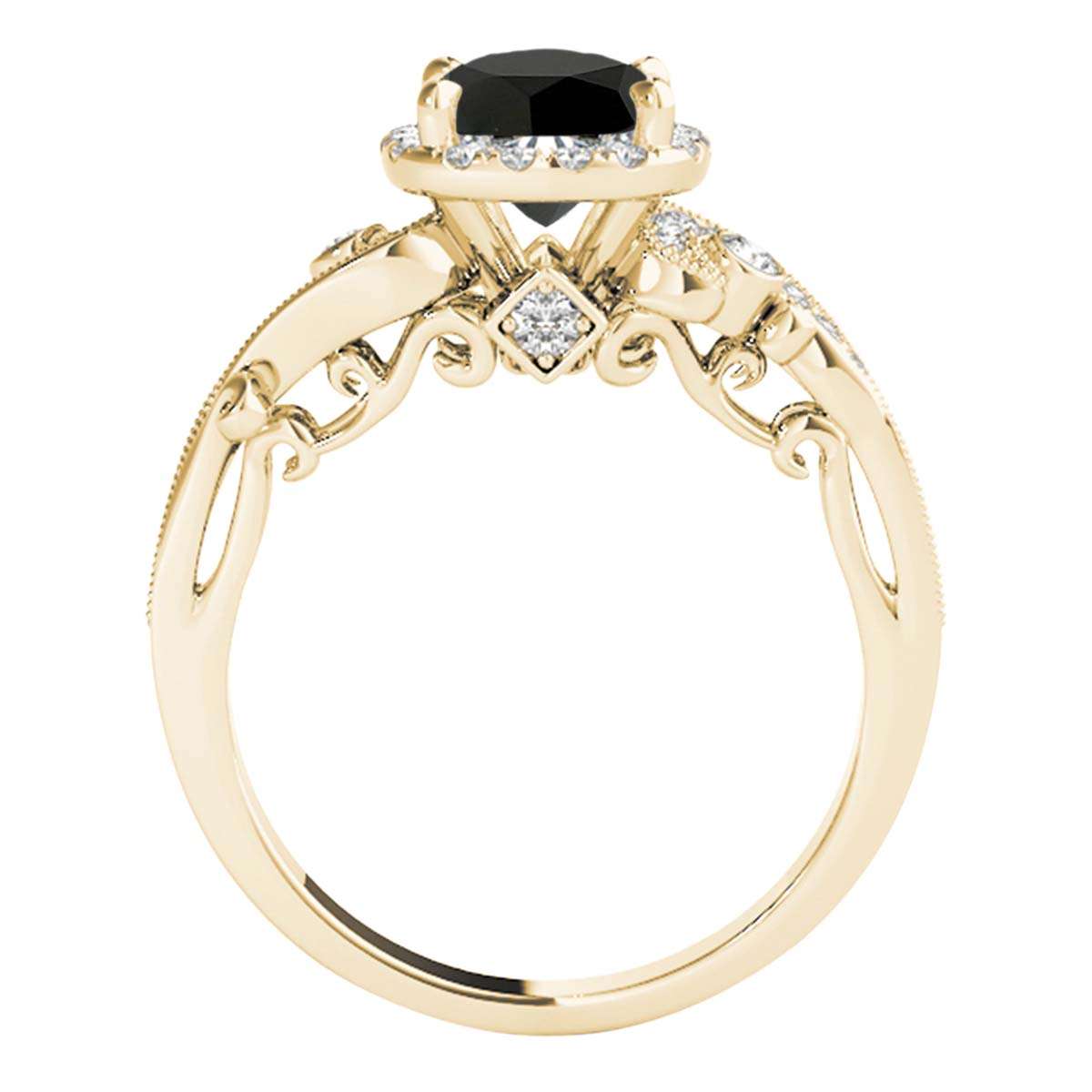 Mauli Jewels 1.50 Carat Princess Cut Black and White Diamond Halo Engagement Ring in 18K Solid Rose, White, and Yellow Gold Mauli Jewels