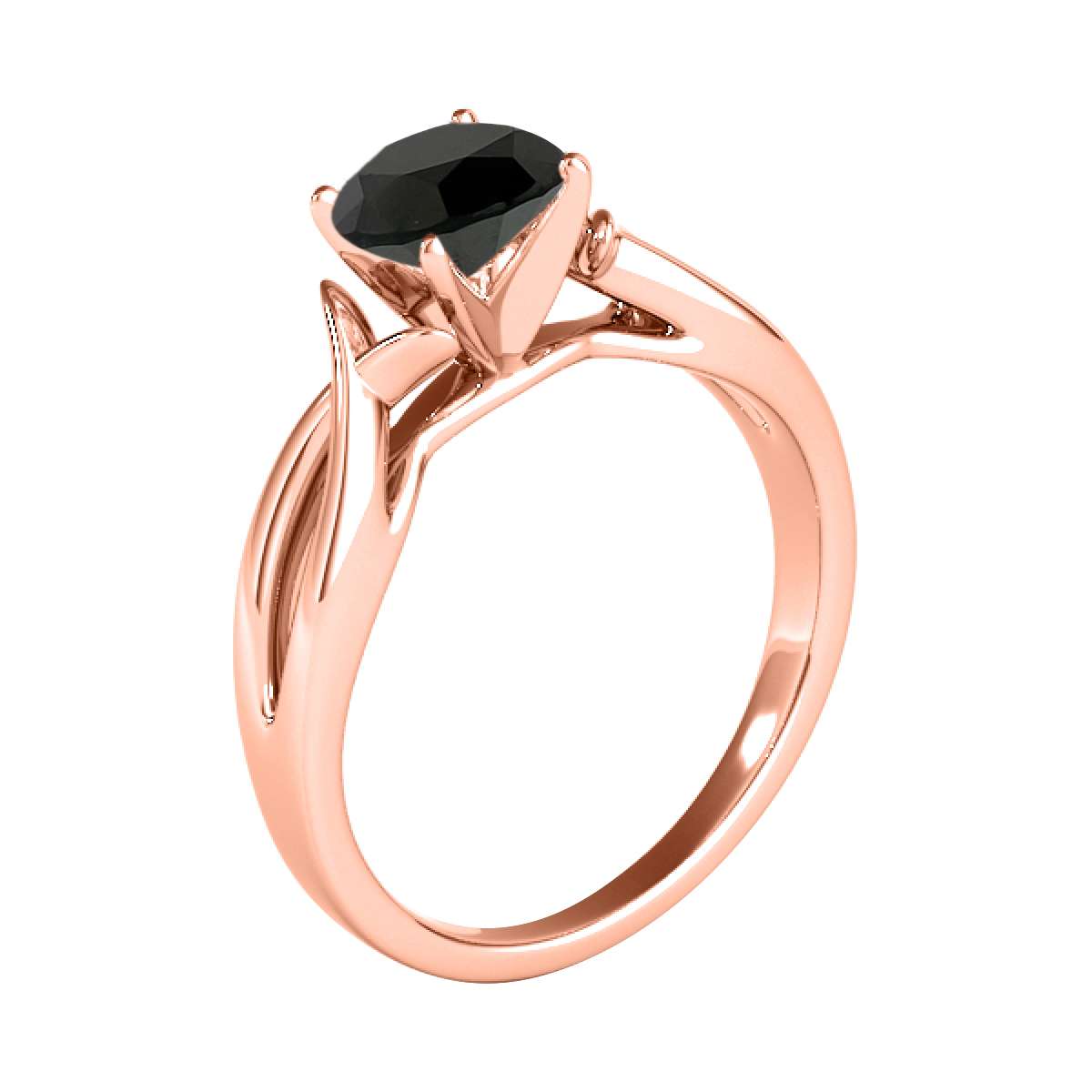 Mauli Jewels 2.00 Carat Natural Black Diamond Split Shank Solitaire Engagement Wedding Rings In Solid 14K Solid Rose White & Yellow Gold Mauli Jewels