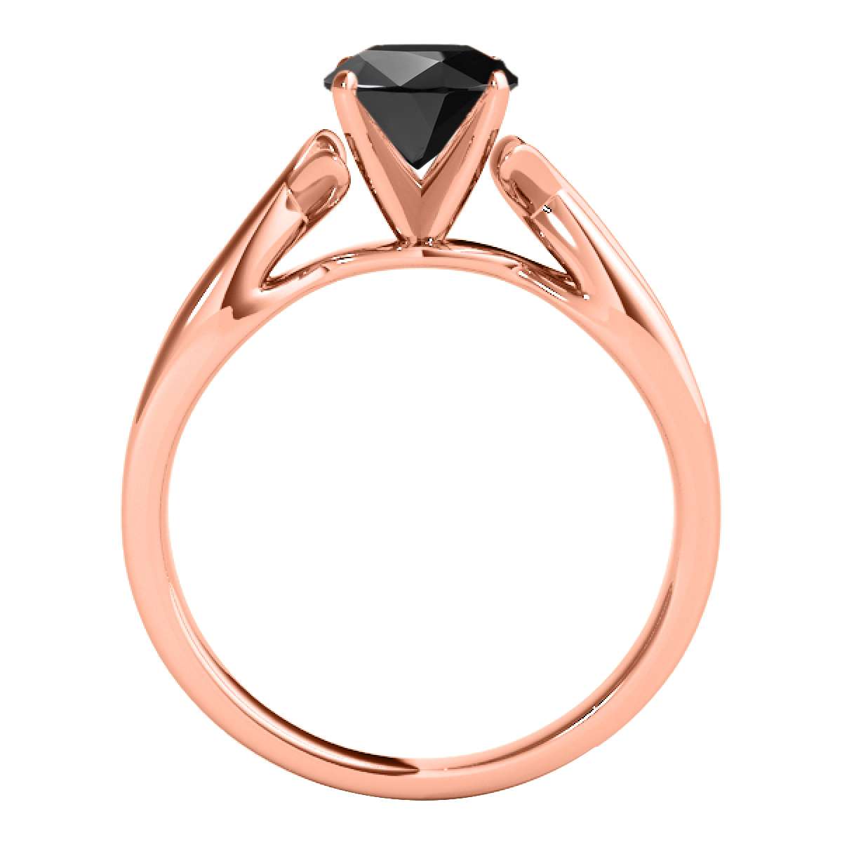 Mauli Jewels 2.00 Carat Natural Black Diamond Split Shank Solitaire Engagement Wedding Rings In Solid 14K Solid Rose White & Yellow Gold Mauli Jewels