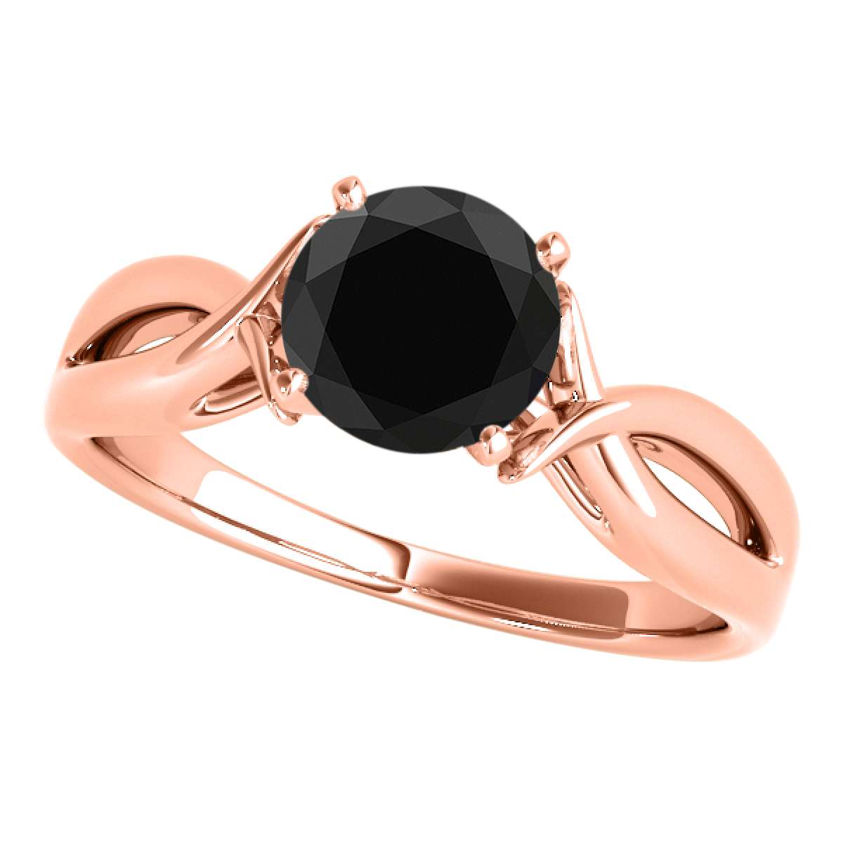 Mauli Jewels 2.00 Carat Natural Black Diamond Split Shank Solitaire Engagement Wedding Rings In Solid 14K Solid Rose White & Yellow Gold Mauli Jewels