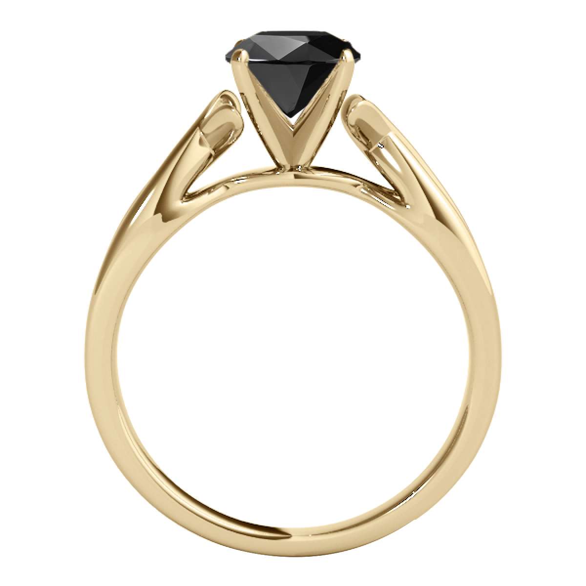 Mauli Jewels 2.00 Carat Natural Black Diamond Split Shank Solitaire Engagement Wedding Rings In Solid 14K Solid Rose White & Yellow Gold Mauli Jewels