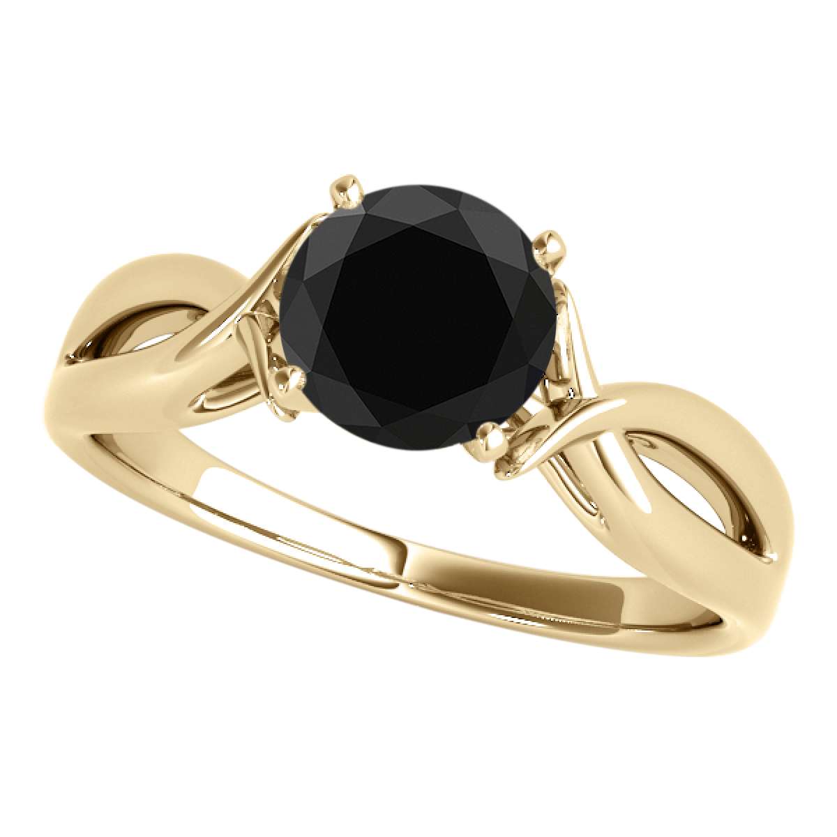 Mauli Jewels 2.00 Carat Natural Black Diamond Split Shank Solitaire Engagement Wedding Rings In Solid 14K Solid Rose White & Yellow Gold Mauli Jewels