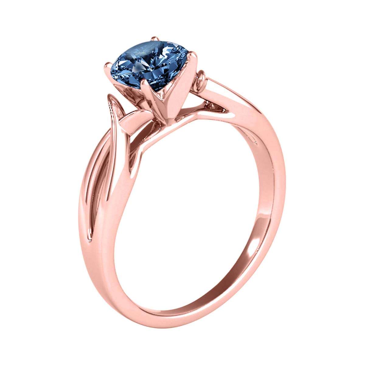 MauliJewels 1.00 Carat Blue Diamond Split Shank Solitaire Engagement Wedding Ring For Women In14K Solid Rose, White & Yellow Gold Mauli Jewels