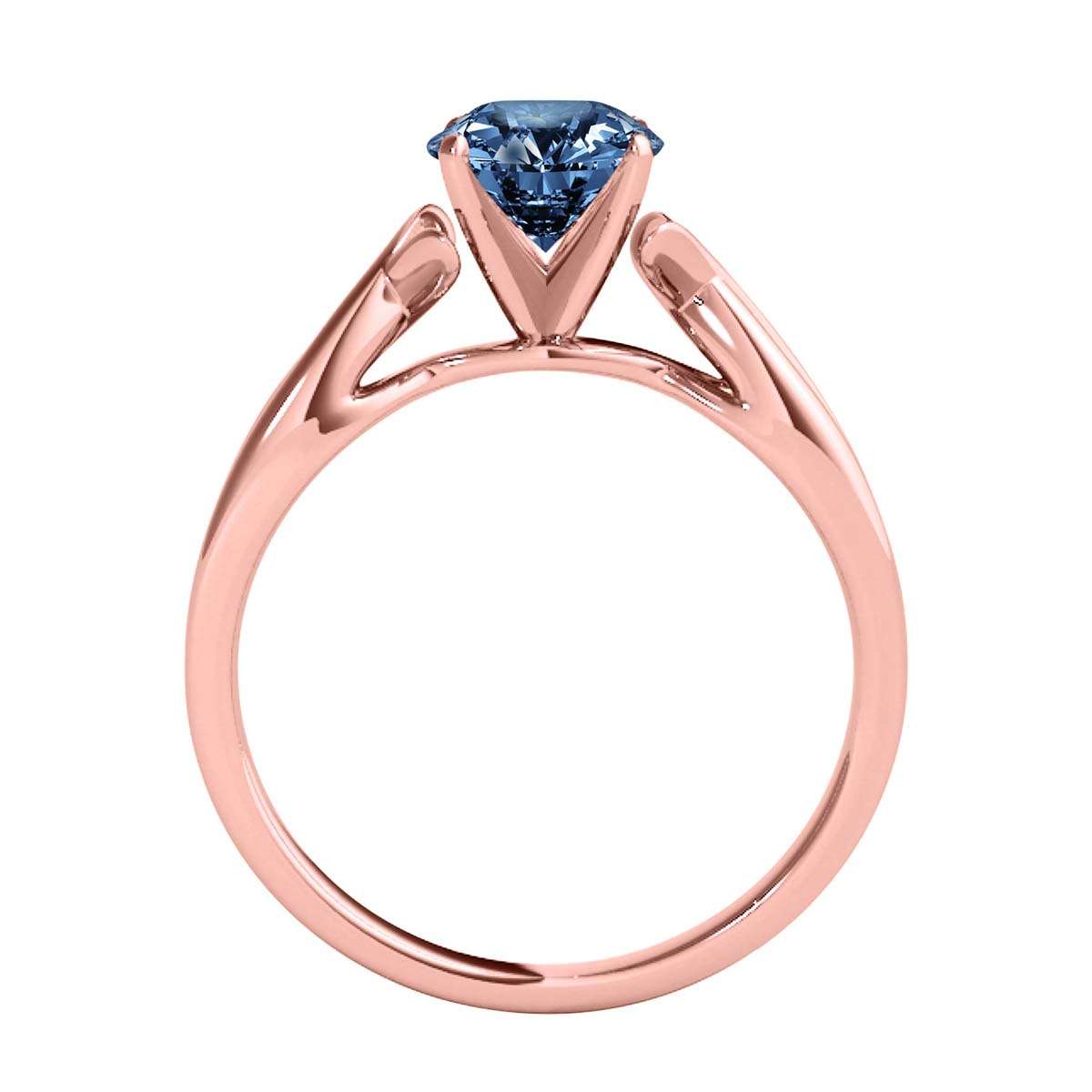 MauliJewels 1.00 Carat Blue Diamond Split Shank Solitaire Engagement Wedding Ring For Women In14K Solid Rose, White & Yellow Gold Mauli Jewels