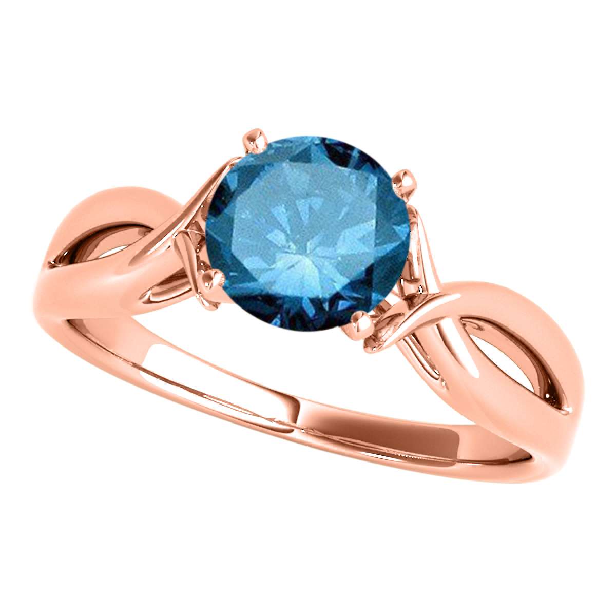 MauliJewels 1.00 Carat Blue Diamond Split Shank Solitaire Engagement Wedding Ring For Women In14K Solid Rose, White & Yellow Gold Mauli Jewels