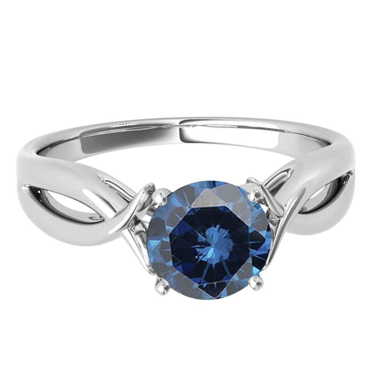 MauliJewels 1.00 Carat Blue Diamond Split Shank Solitaire Engagement Wedding Ring For Women In14K Solid Rose, White & Yellow Gold Mauli Jewels