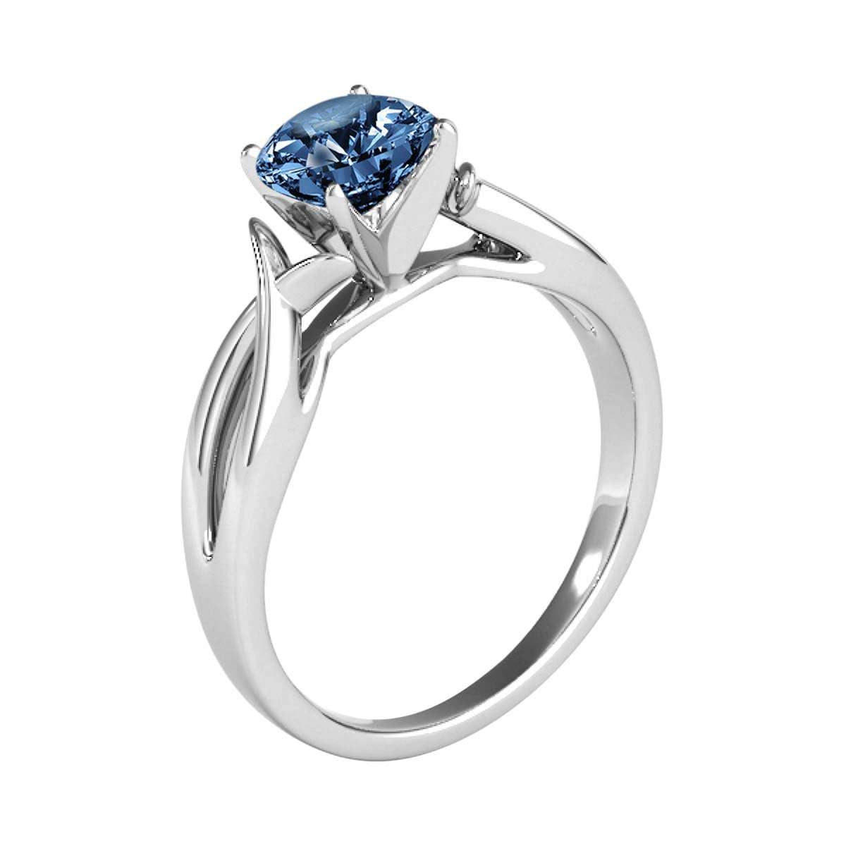 MauliJewels 1.00 Carat Blue Diamond Split Shank Solitaire Engagement Wedding Ring For Women In14K Solid Rose, White & Yellow Gold Mauli Jewels
