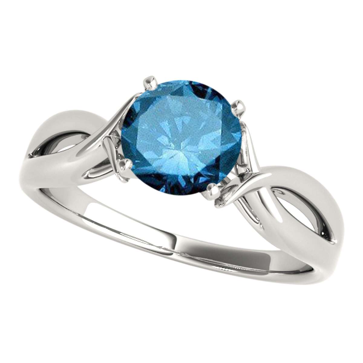 MauliJewels 1.00 Carat Blue Diamond Split Shank Solitaire Engagement Wedding Ring For Women In14K Solid Rose, White & Yellow Gold Mauli Jewels