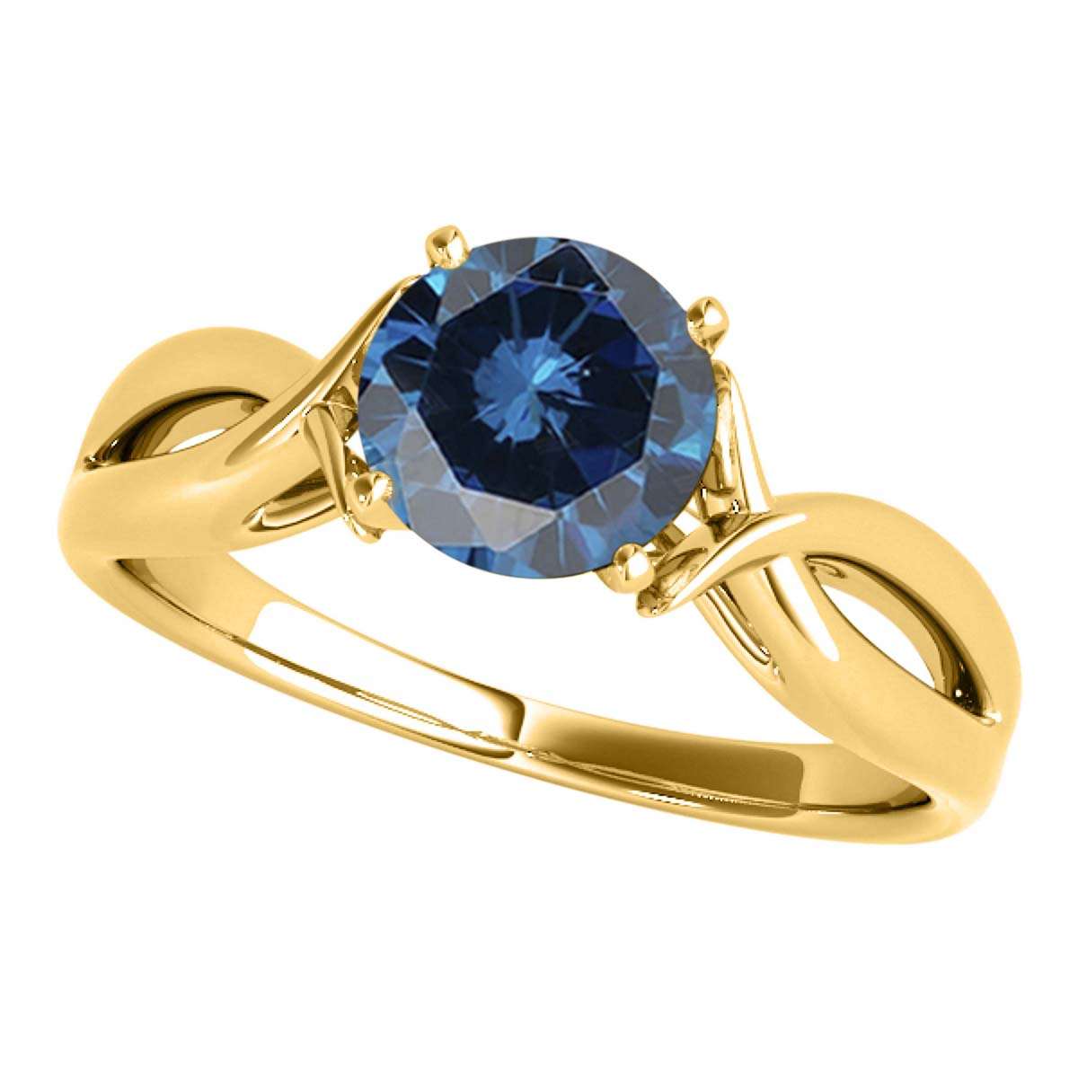 MauliJewels 1.00 Carat Blue Diamond Split Shank Solitaire Engagement Wedding Ring For Women In14K Solid Rose, White & Yellow Gold Mauli Jewels