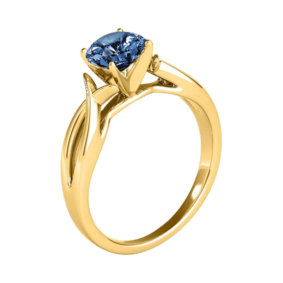MauliJewels 1.00 Carat Blue Diamond Split Shank Solitaire Engagement Wedding Ring For Women In14K Solid Rose, White & Yellow Gold Mauli Jewels