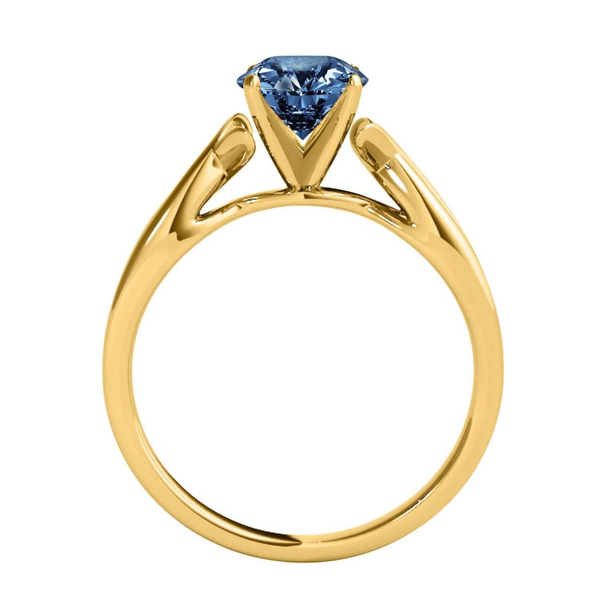 MauliJewels 1.00 Carat Blue Diamond Split Shank Solitaire Engagement Wedding Ring For Women In14K Solid Rose, White & Yellow Gold Mauli Jewels