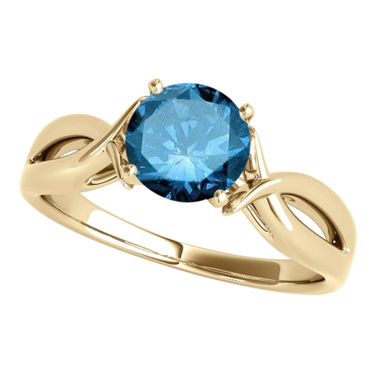 MauliJewels 1.00 Carat Blue Diamond Split Shank Solitaire Engagement Wedding Ring For Women In14K Solid Rose, White & Yellow Gold Mauli Jewels