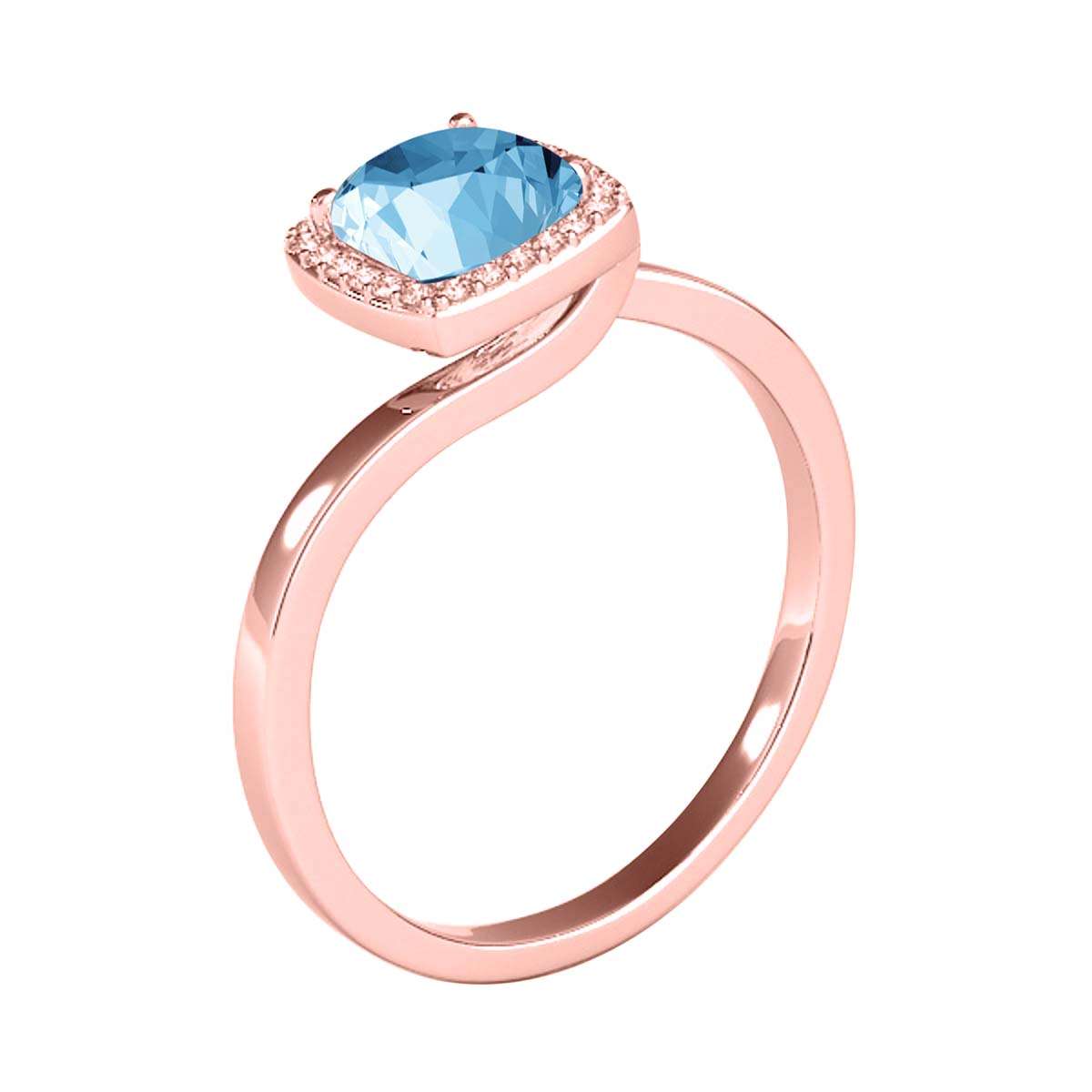 MauliJewels 2.4 Carat Diamond and Cushion Cut Blue Topaz Halo Engagement Ring in 10K Solid Rose, White & Yellow Gold Mauli Jewels