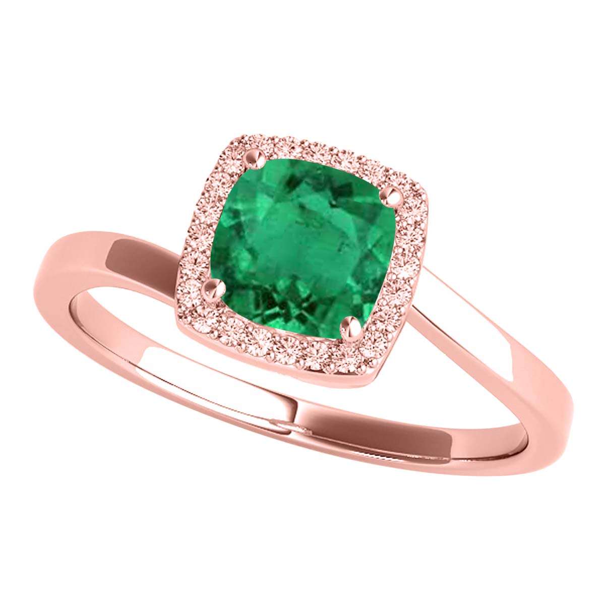 MauliJewels 2.4 Carat Halo Diamond and Emerald Cushion Cut Engagement Ring in 10K Solid Rose, White & Yellow Gold Mauli Jewels