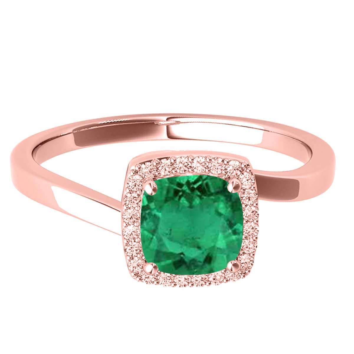 MauliJewels 2.4 Carat Halo Diamond and Emerald Cushion Cut Engagement Ring in 10K Solid Rose, White & Yellow Gold Mauli Jewels