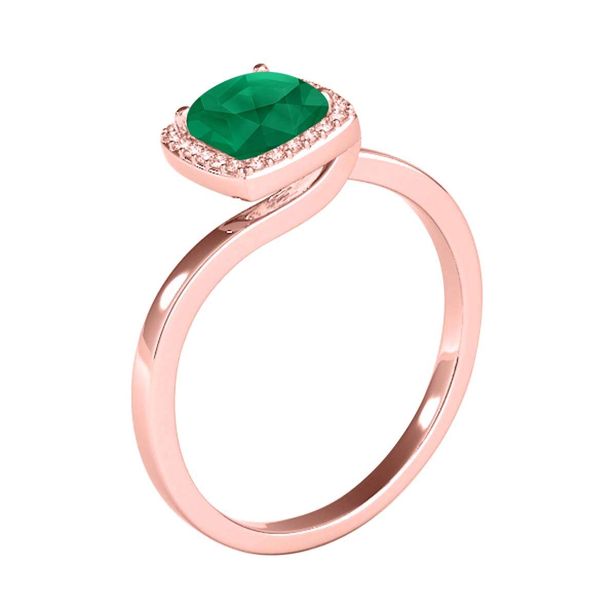 MauliJewels 2.4 Carat Halo Diamond and Emerald Cushion Cut Engagement Ring in 10K Solid Rose, White & Yellow Gold Mauli Jewels