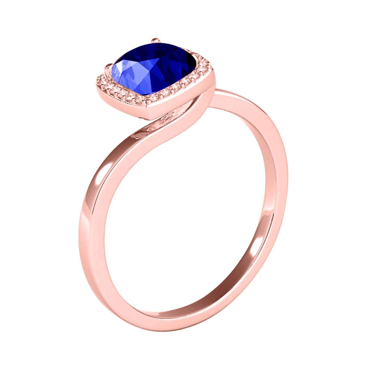 MauliJewels 2.4 Carat Halo Diamond & Cushion Cut Created Tanzanite Wedding Ring for Women | 10K Solid Rose, White, Yellow Gold Mauli Jewels