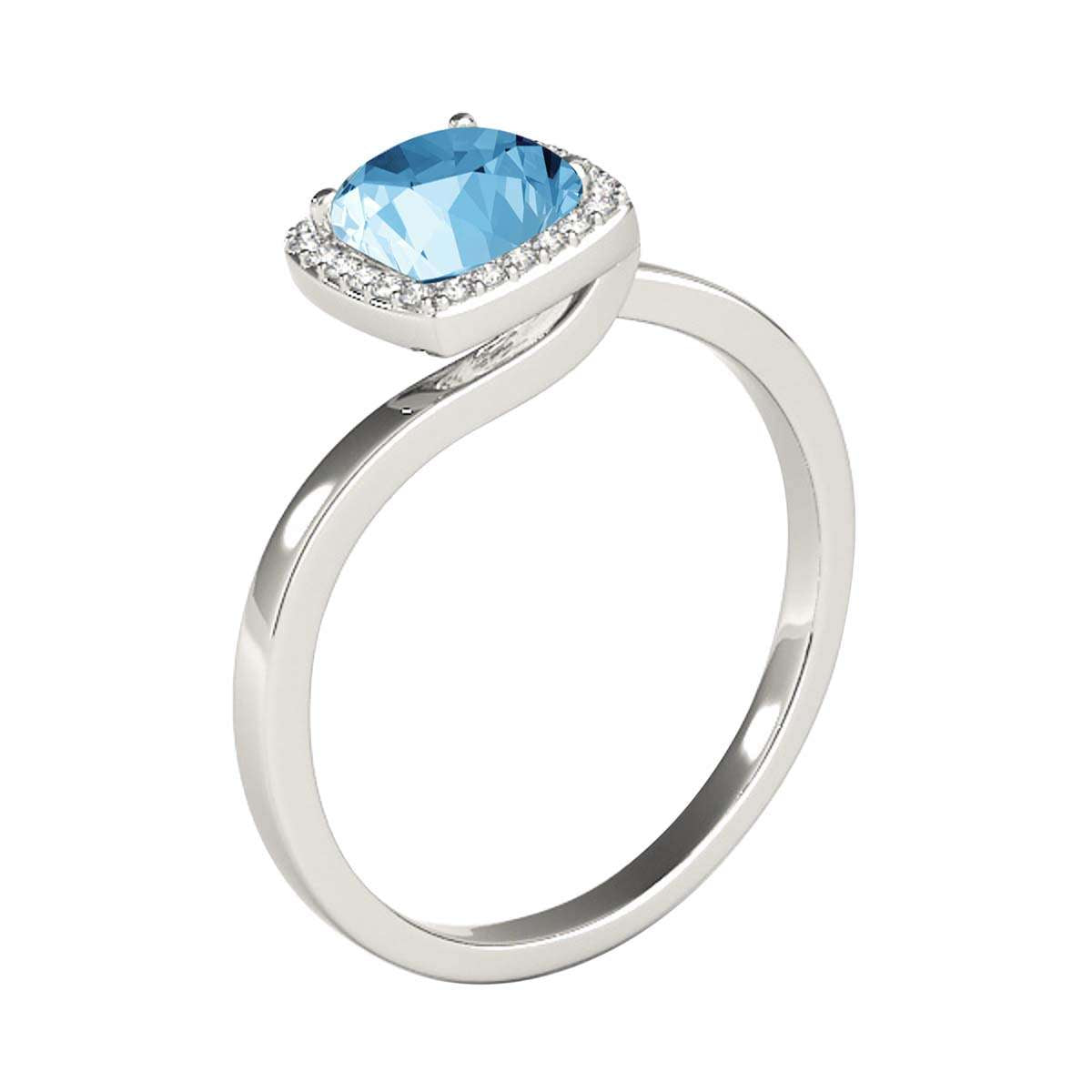 MauliJewels 2.4 Carat Diamond and Cushion Cut Blue Topaz Halo Engagement Ring in 10K Solid Rose, White & Yellow Gold Mauli Jewels