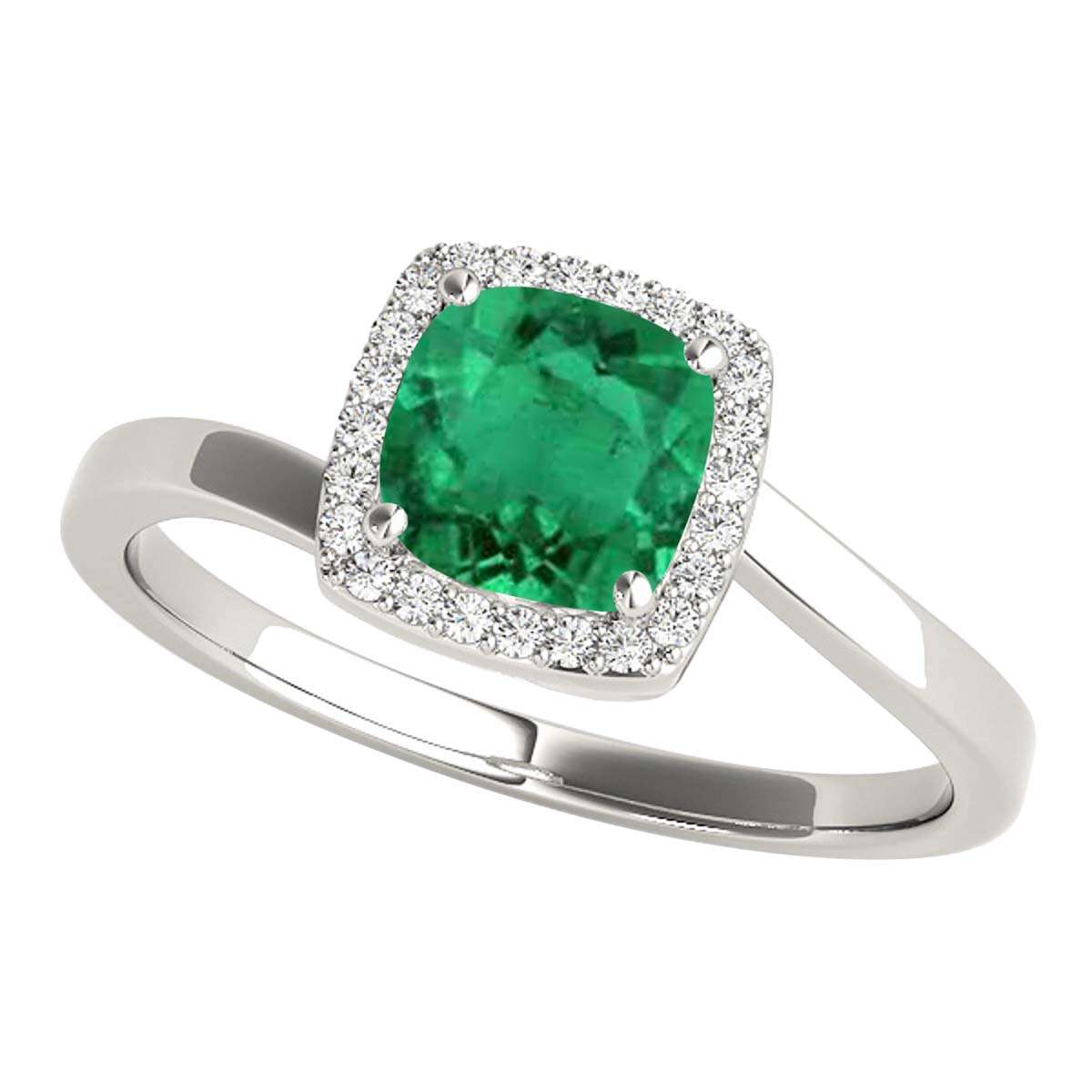MauliJewels 2.4 Carat Halo Diamond and Emerald Cushion Cut Engagement Ring in 10K Solid Rose, White & Yellow Gold Mauli Jewels
