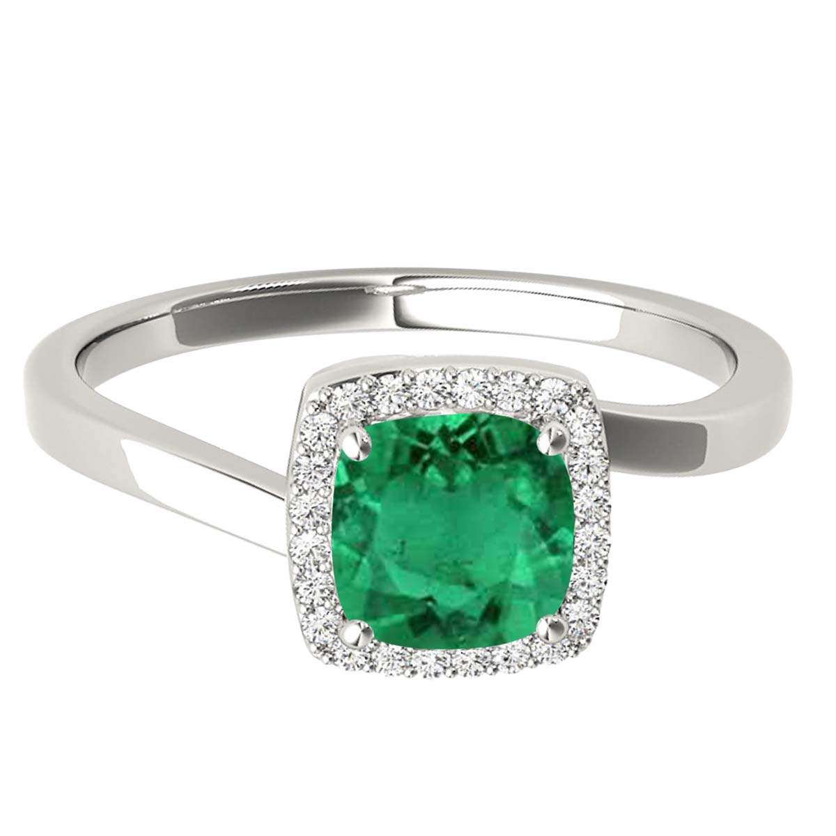 MauliJewels 2.4 Carat Halo Diamond and Emerald Cushion Cut Engagement Ring in 10K Solid Rose, White & Yellow Gold Mauli Jewels
