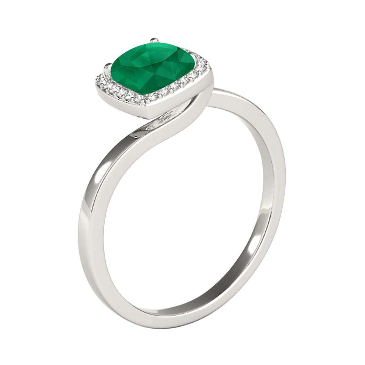 MauliJewels 2.4 Carat Halo Diamond and Emerald Cushion Cut Engagement Ring in 10K Solid Rose, White & Yellow Gold Mauli Jewels