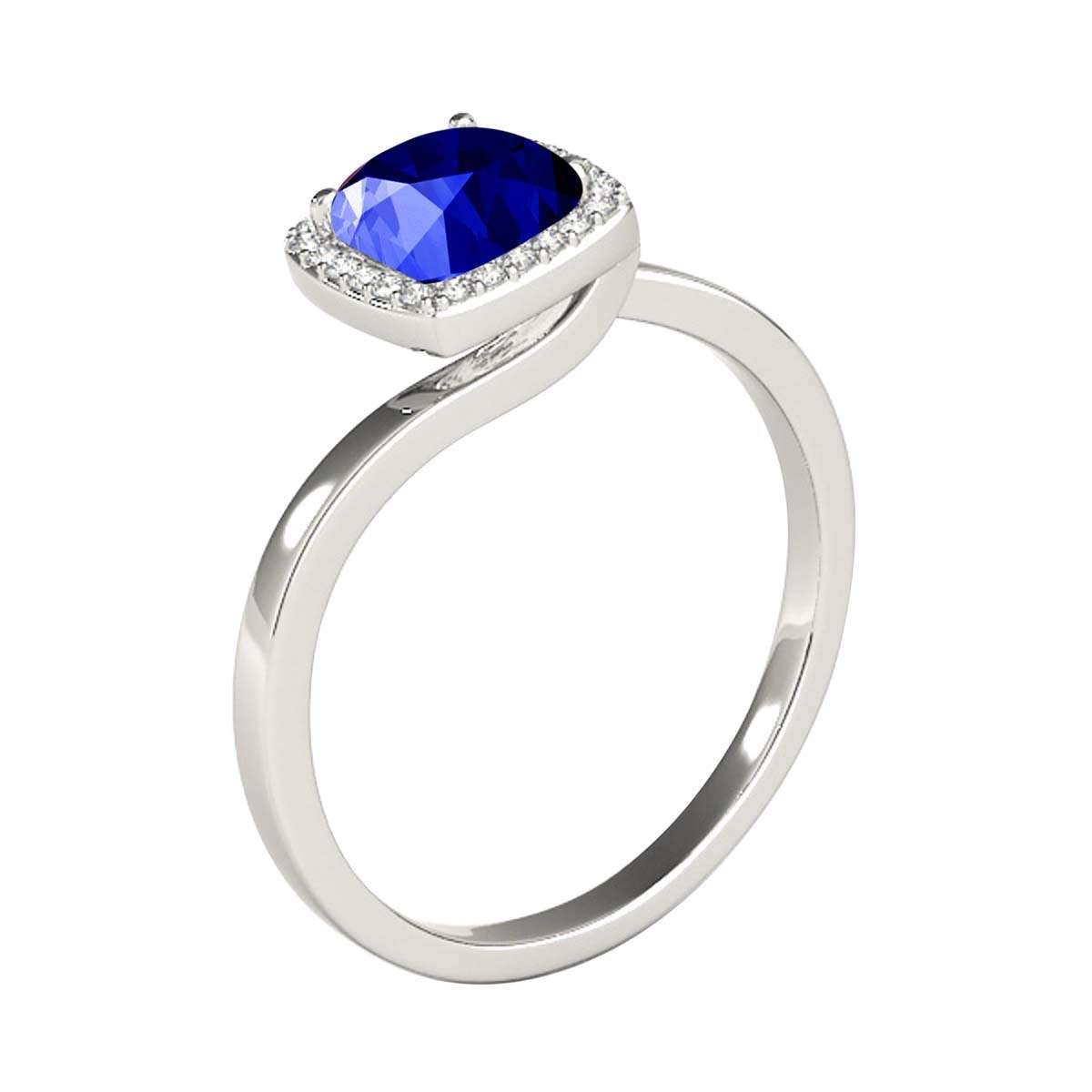 MauliJewels 2.4 Carat Halo Diamond & Cushion Cut Created Tanzanite Wedding Ring for Women | 10K Solid Rose, White, Yellow Gold Mauli Jewels