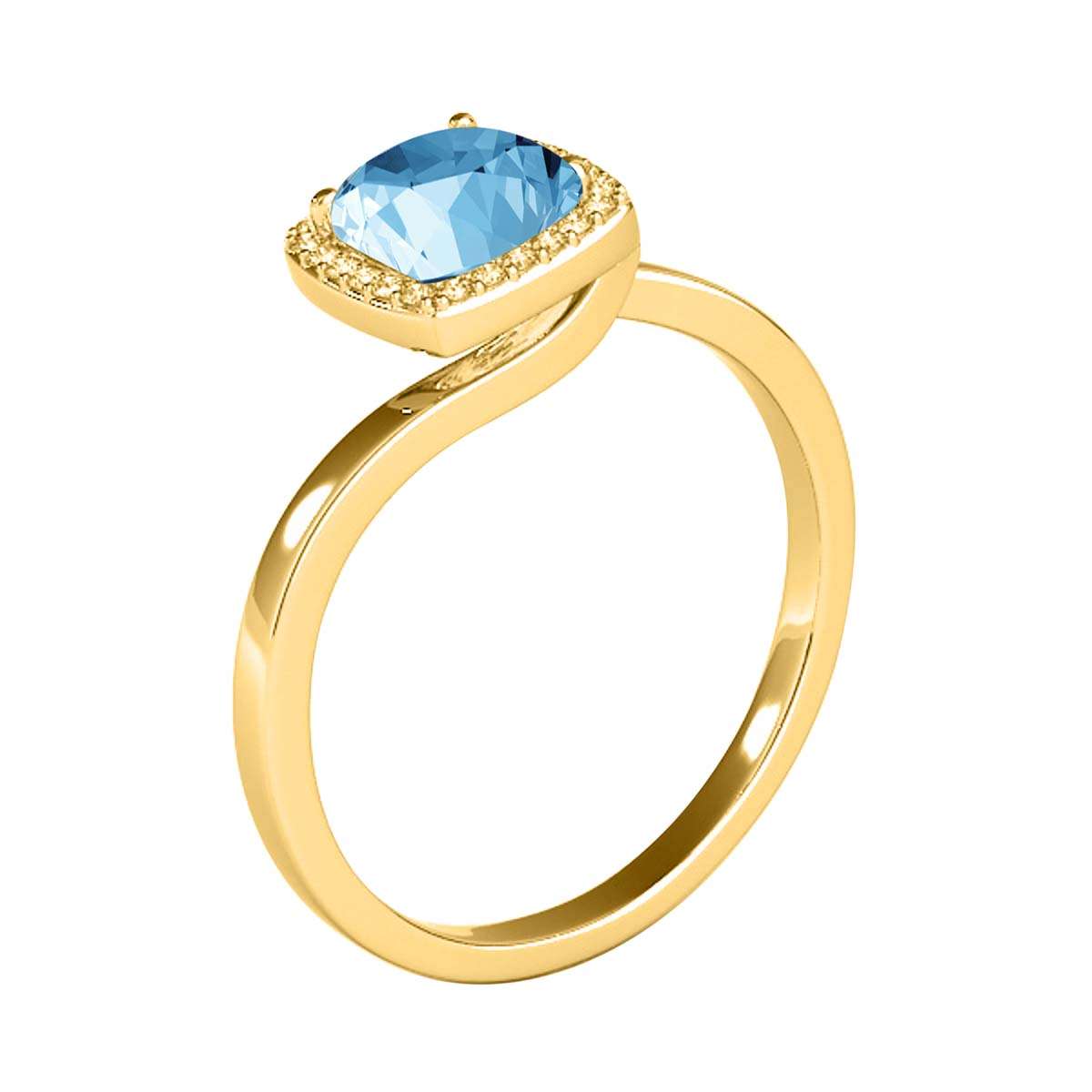 MauliJewels 2.4 Carat Diamond and Cushion Cut Blue Topaz Halo Engagement Ring in 10K Solid Rose, White & Yellow Gold Mauli Jewels