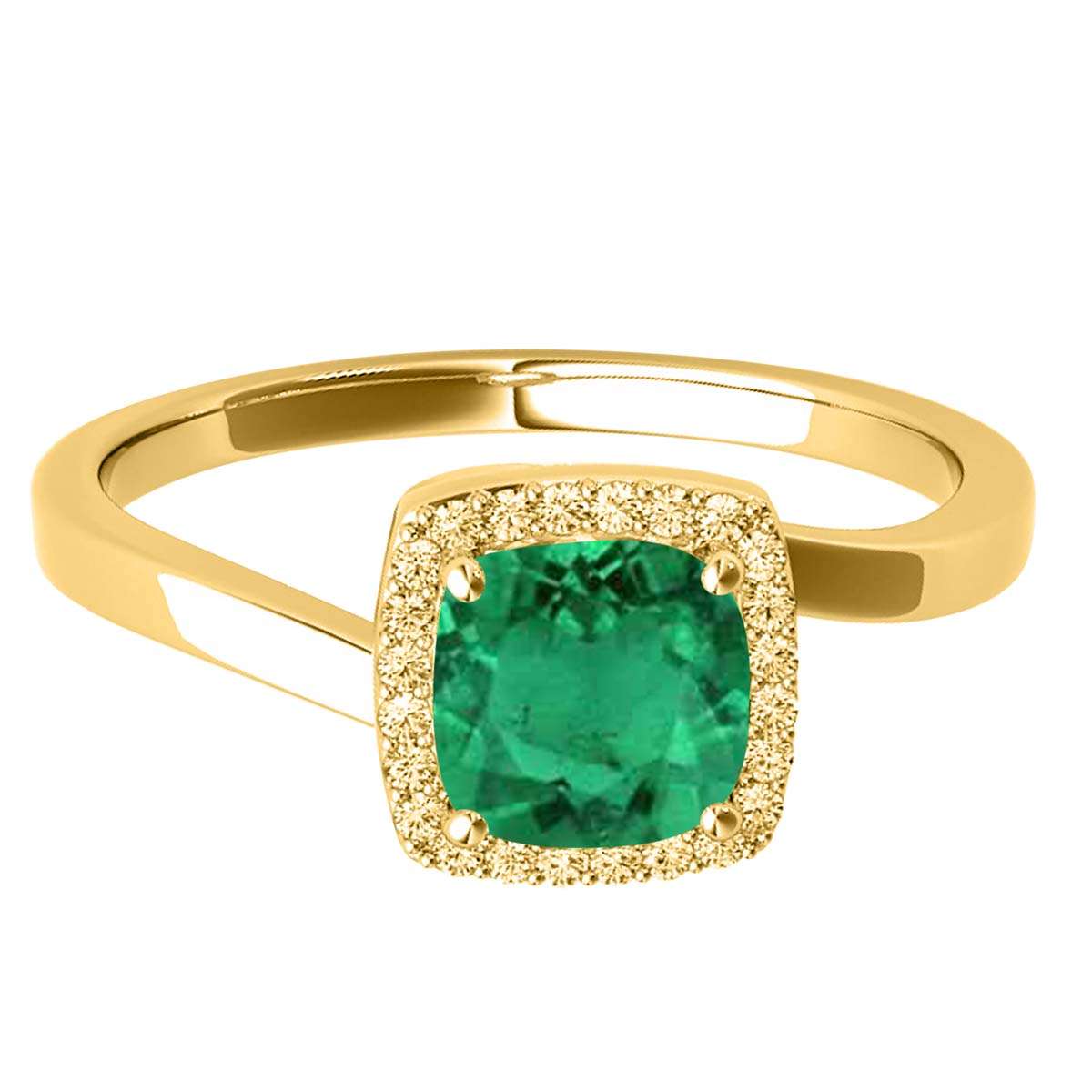 MauliJewels 2.4 Carat Halo Diamond and Emerald Cushion Cut Engagement Ring in 10K Solid Rose, White & Yellow Gold Mauli Jewels