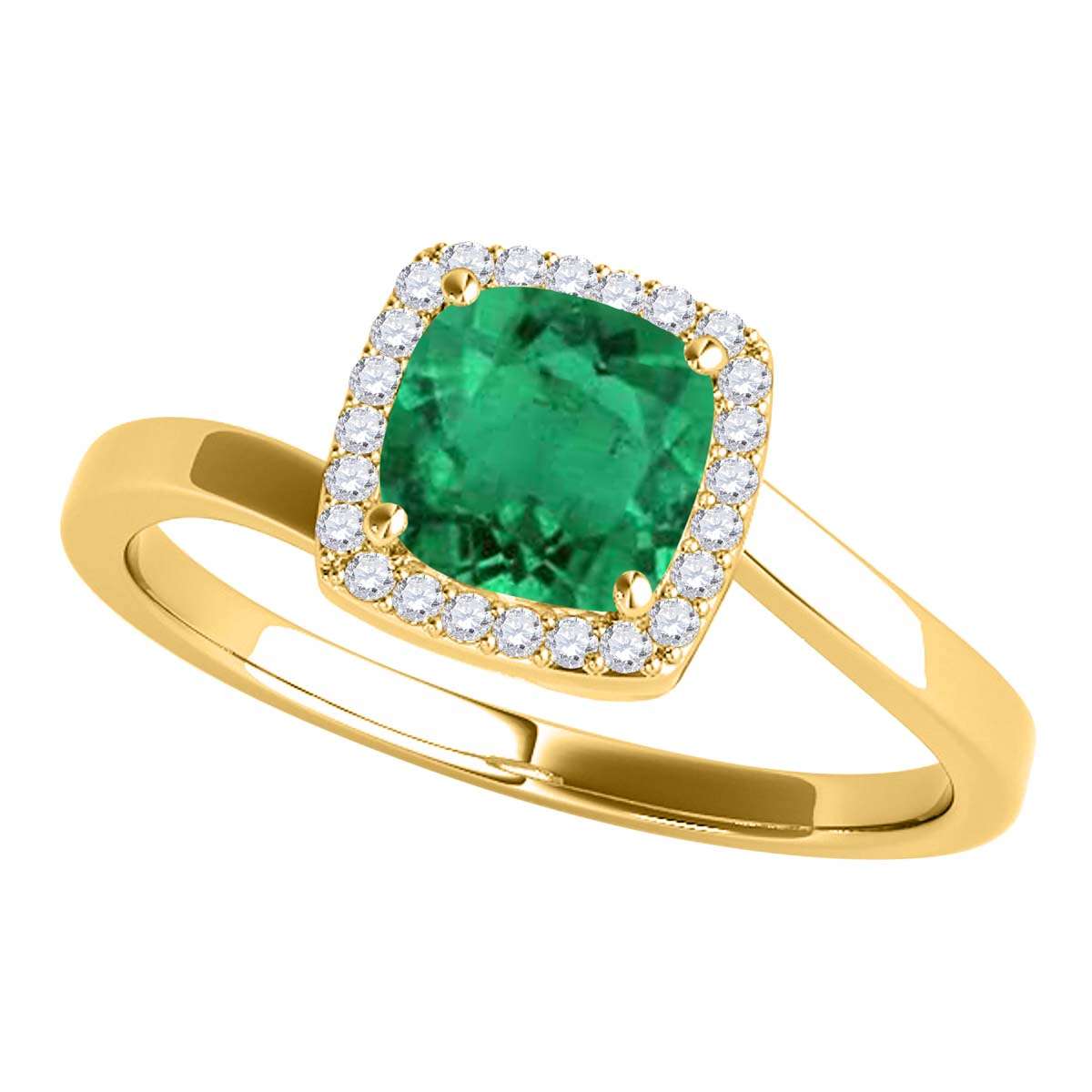 MauliJewels 2.4 Carat Halo Diamond and Emerald Cushion Cut Engagement Ring in 10K Solid Rose, White & Yellow Gold Mauli Jewels