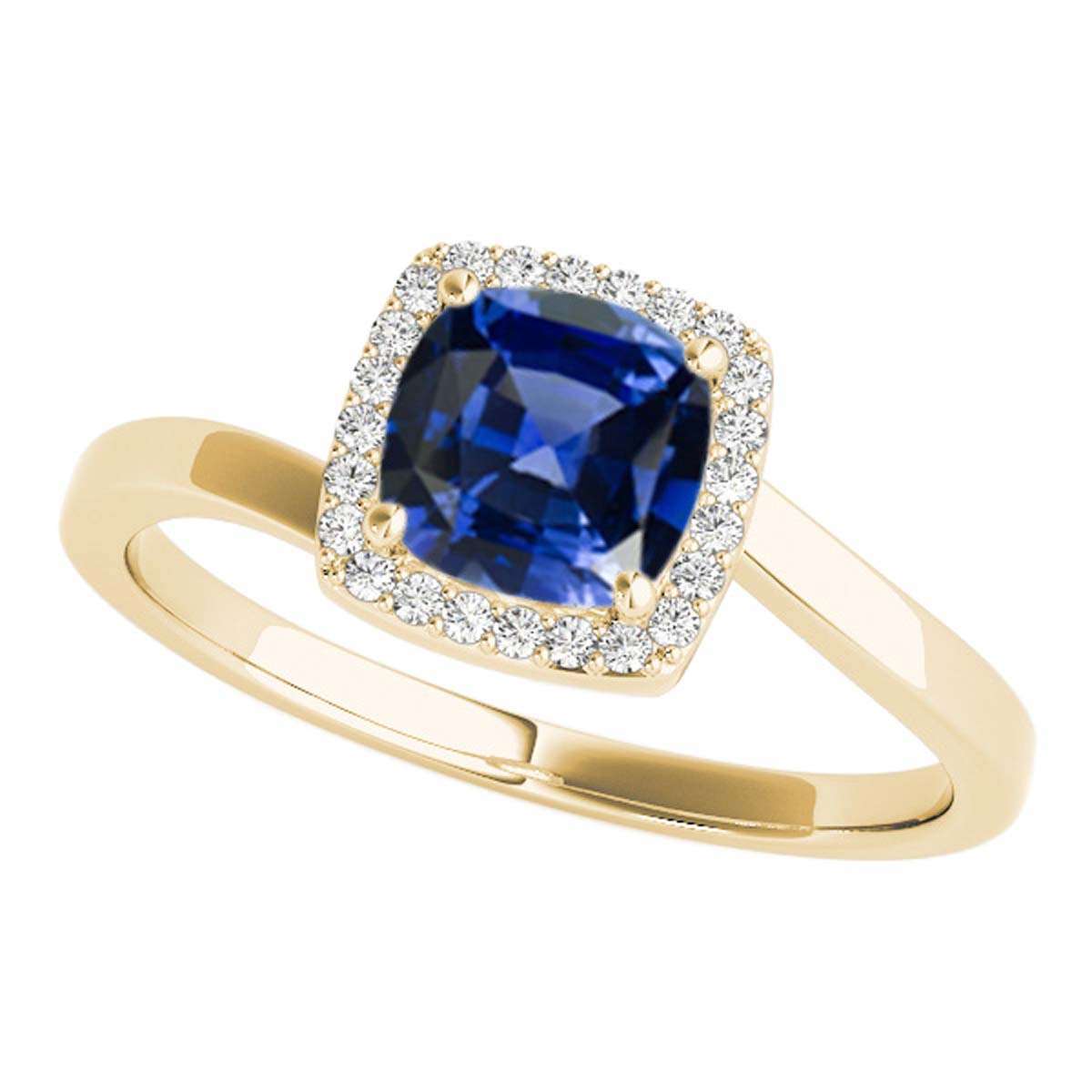 MauliJewels 2.4 Carat Halo Diamond & Cushion Cut Created Tanzanite Wedding Ring for Women | 10K Solid Rose, White, Yellow Gold Mauli Jewels