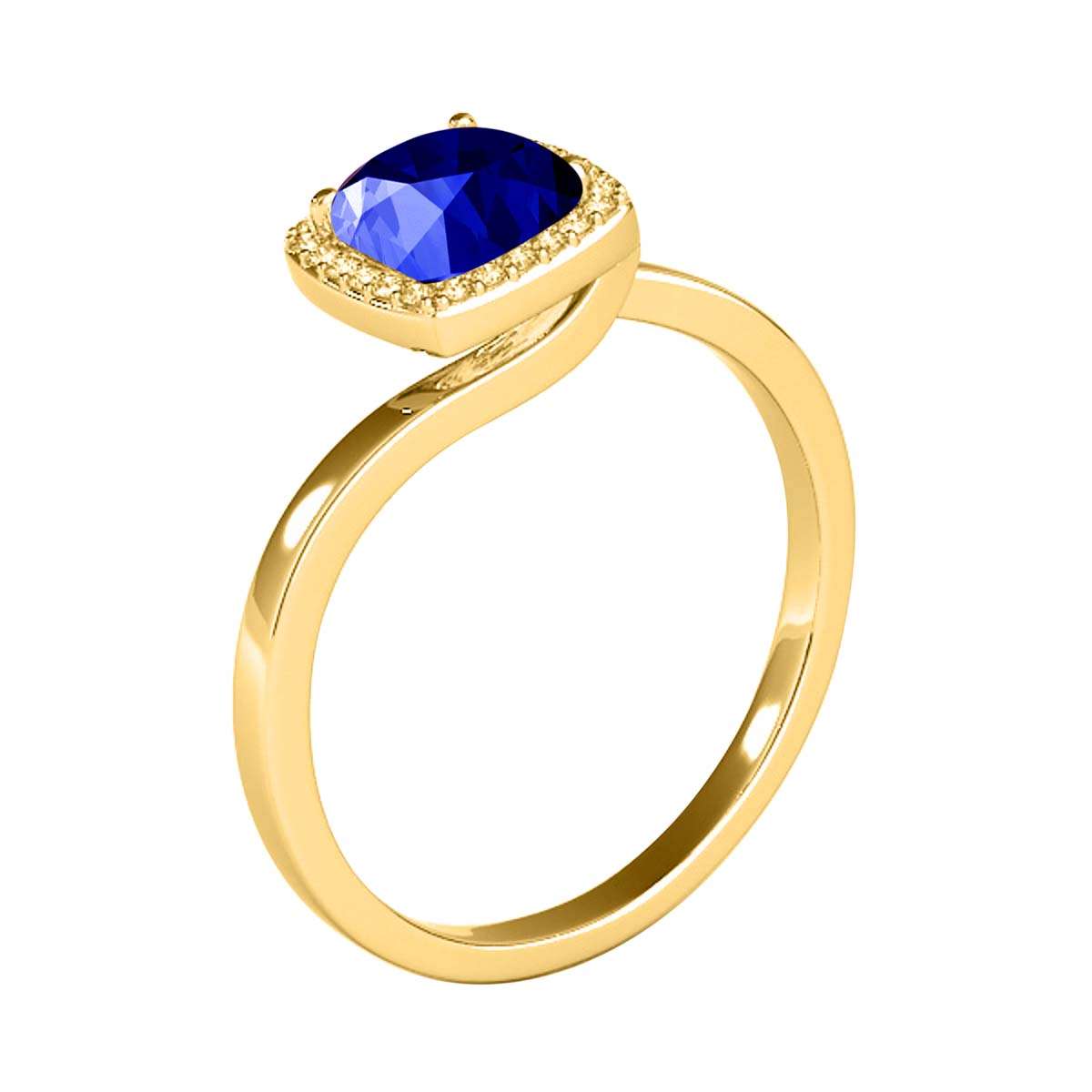 MauliJewels 2.4 Carat Halo Diamond & Cushion Cut Created Tanzanite Wedding Ring for Women | 10K Solid Rose, White, Yellow Gold Mauli Jewels
