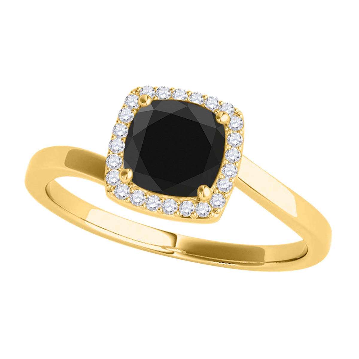 MauliJewels 2.65 Carat Cushion Black and White Diamond Halo Engagement Ring in 18K Solid Rose, White & Yellow Gold Mauli Jewels