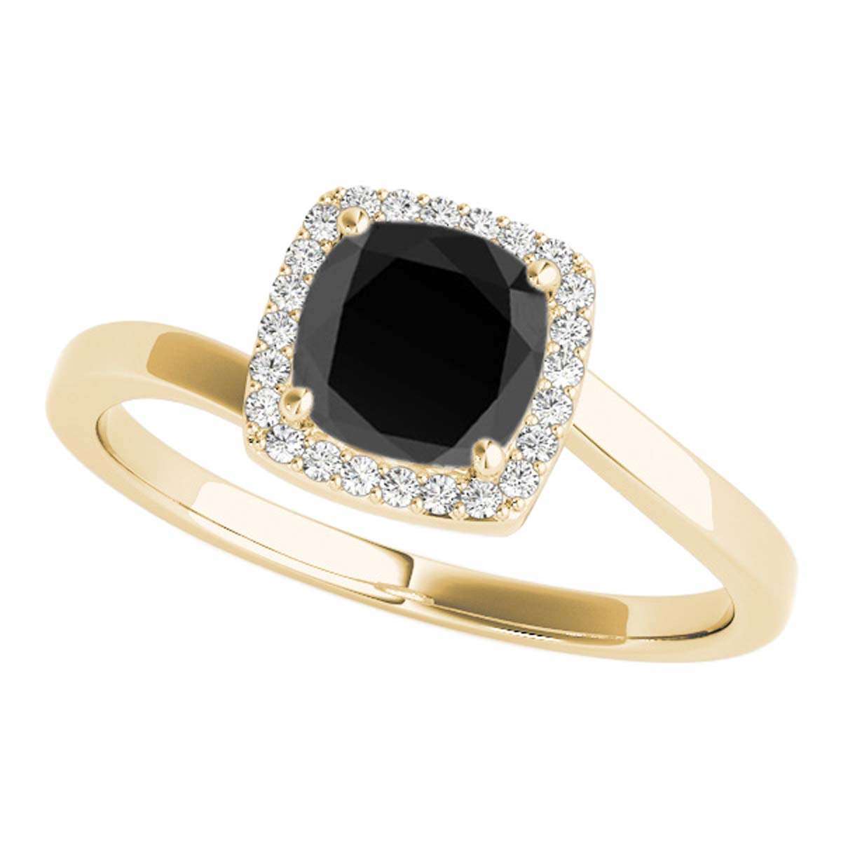 MauliJewels 2.65 Carat Cushion Black and White Diamond Halo Engagement Ring in 18K Solid Rose, White & Yellow Gold Mauli Jewels