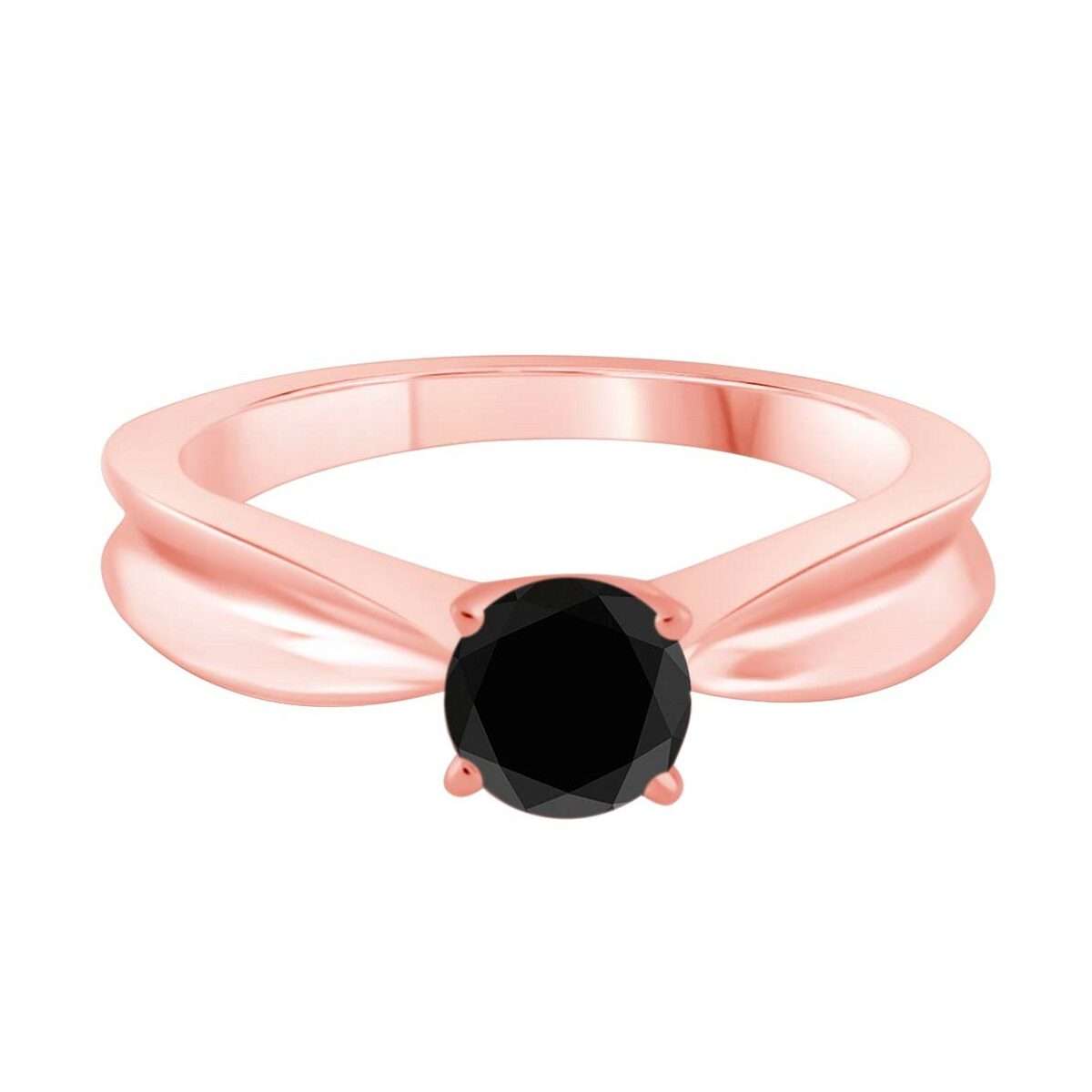 Mauli Jewels 0.50 Carat Black Diamond Solitaire Engagement Ring in 10K White, Rose, or Yellow Gold Mauli Jewels