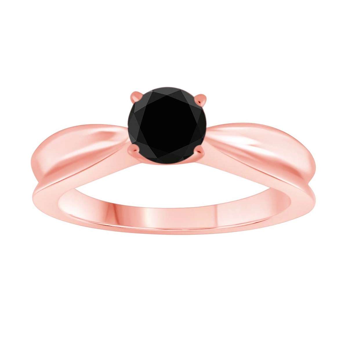 Mauli Jewels 0.50 Carat Black Diamond Solitaire Engagement Ring in 10K White, Rose, or Yellow Gold Mauli Jewels