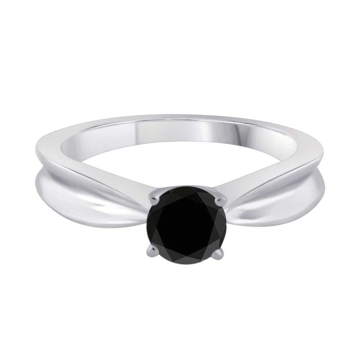 Mauli Jewels 0.50 Carat Black Diamond Solitaire Engagement Ring in 10K White, Rose, or Yellow Gold Mauli Jewels